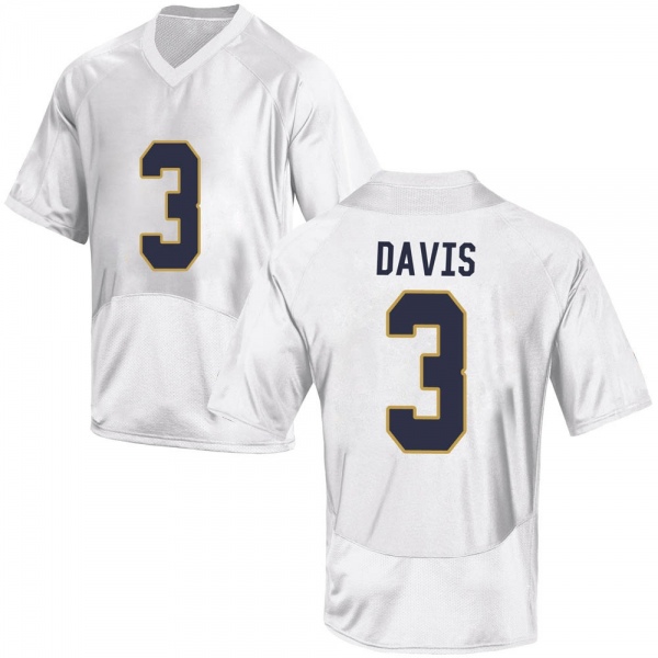 Avery Davis Notre Dame Fighting Irish NCAA Men's #3 White Game College Stitched Football Jersey RAD1655DK
